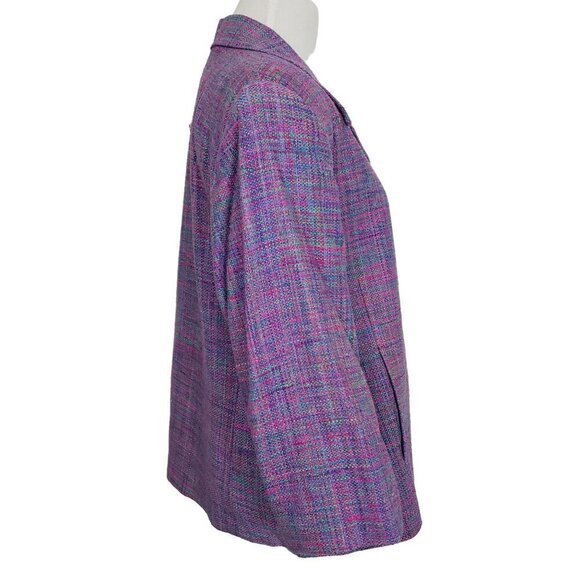Vintage Vinci Clothiers Silk Set Womens Size 14 Jacket Midi Skirt Purple Career - Picture 5 of 16